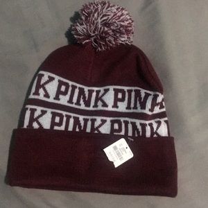 PINK beanie hat Pom Pom